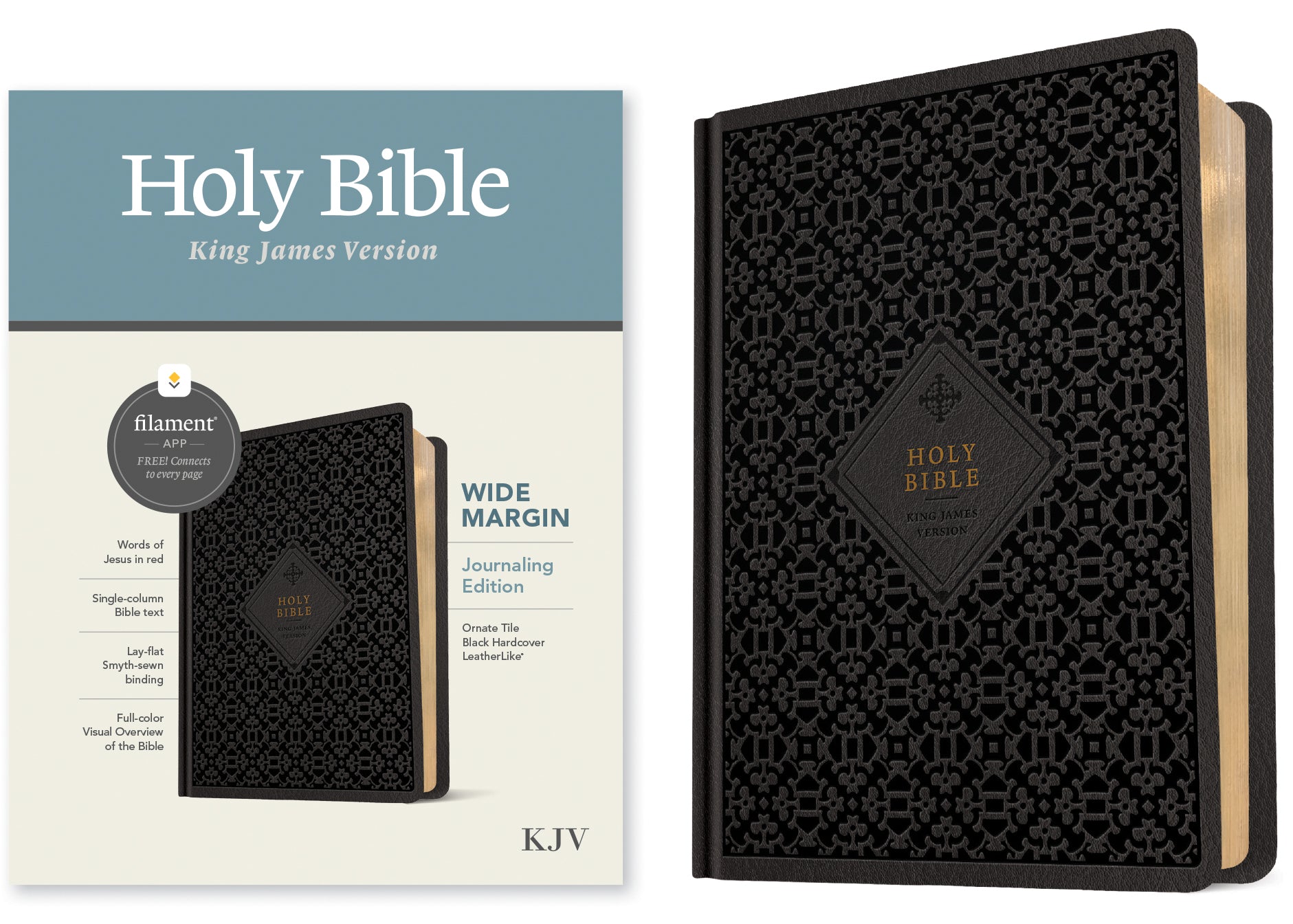 KJV Wide Margin Bible Filament Enabled Edition Ornate Tile Black (Red Letter Edition)