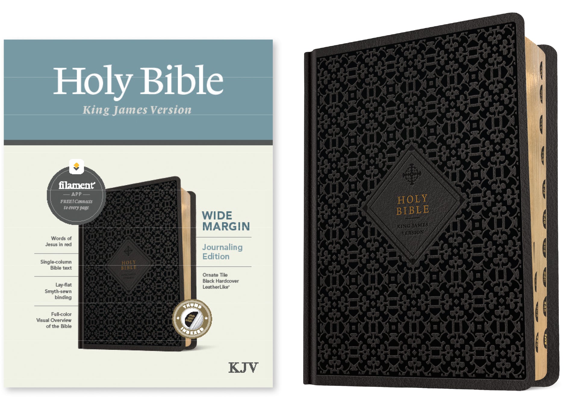 KJV Wide Margin Bible Filament Enabled Edition Ornate Tile Black Indexed (Red Letter Edition)