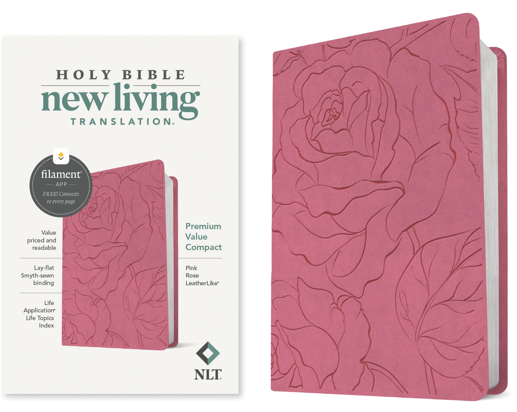 NLT Premium Value Compact Bible Filament Enabled Edition Pink Rose