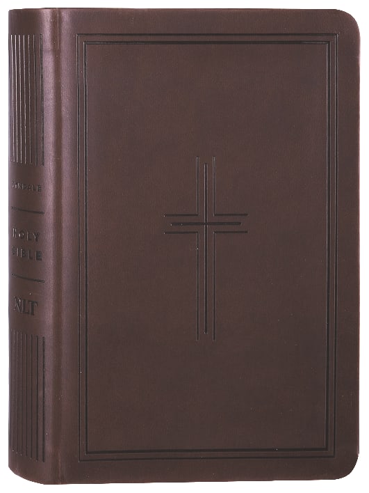 NLT Premium Value Compact Bible Filament Enabled Edition Dark Brown Framed Cross
