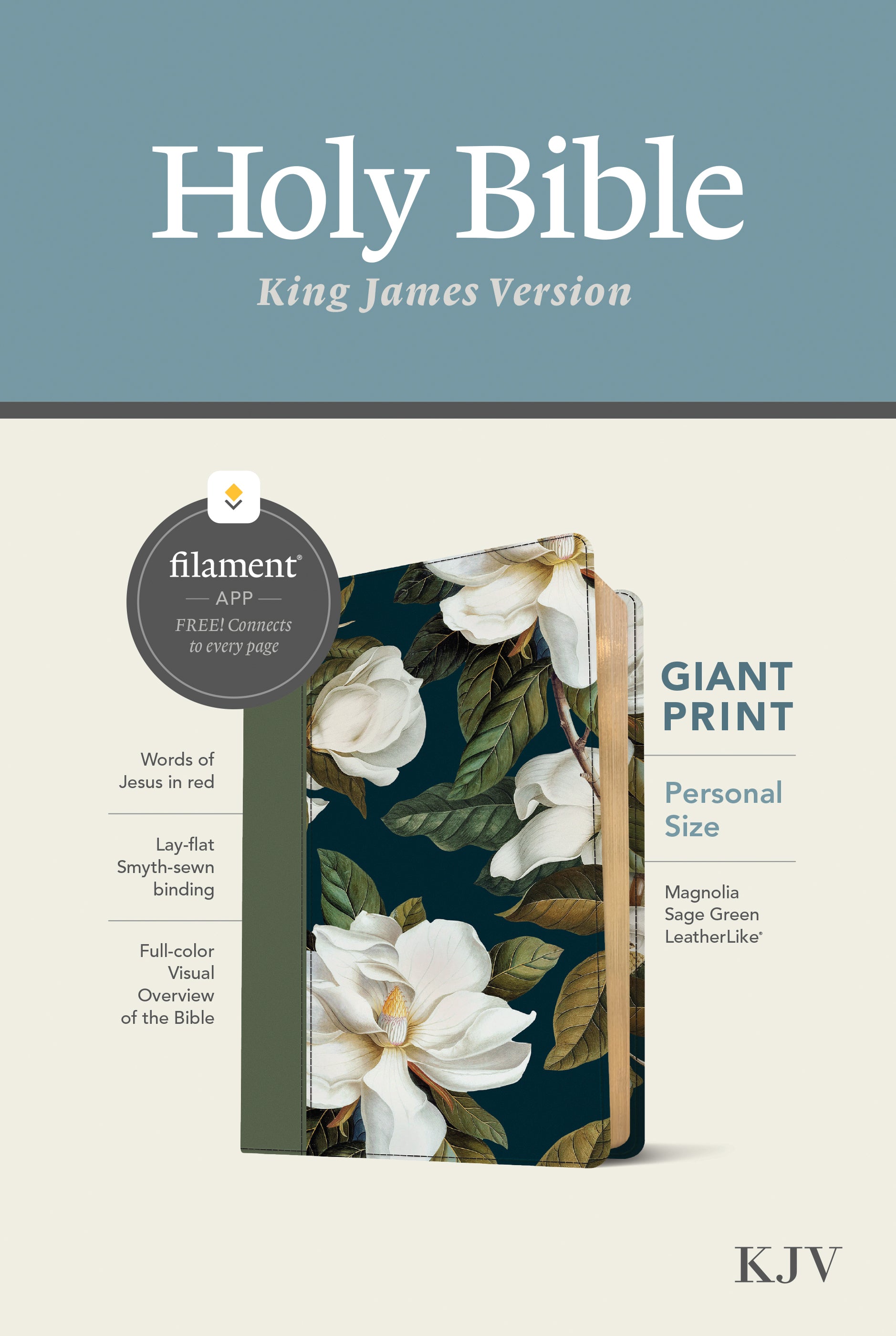 KJV Personal Size Giant Print Bible, Filament-Enabled Edition (Magnolia Sage Green, Red Letter)