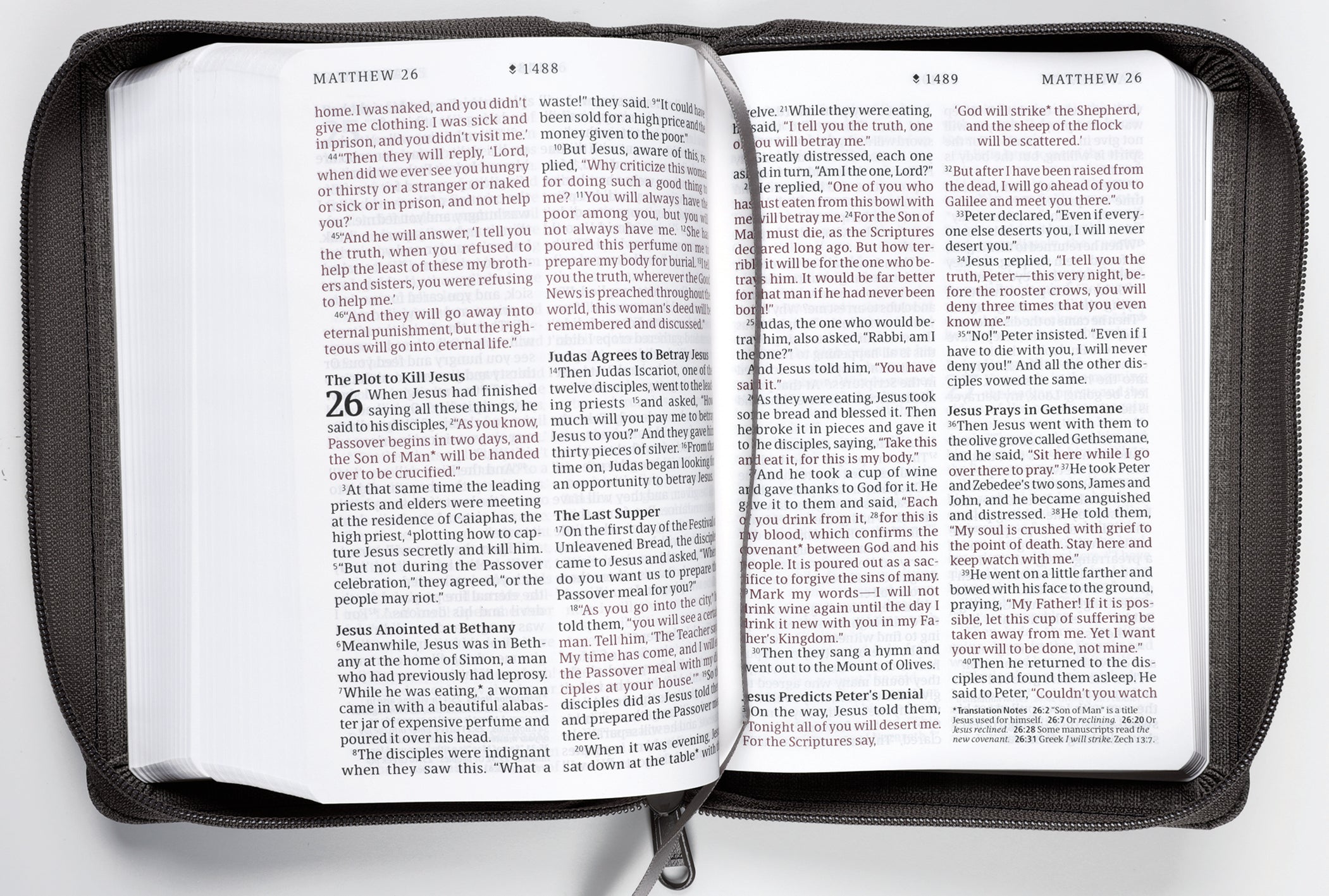 NLT Compact Giant Print Zipper Bible Filament-Enabled Edition Woven Cross Gray (Red Letter Edition)