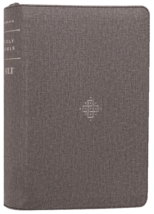 NLT Compact Giant Print Zipper Bible Filament-Enabled Edition Woven Cross Gray Indexed (Red Letter Edition)