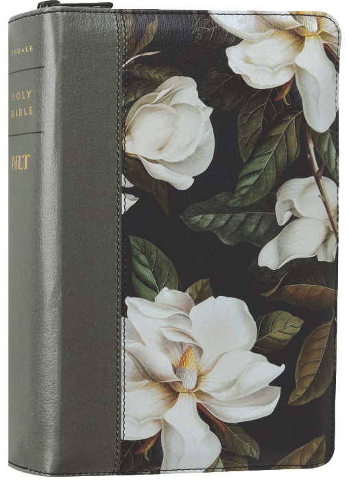 NLT Compact Giant Print Zipper Bible Filament-Enabled Edition Magnolia Sage Green Indexed (Red Letter Edition)