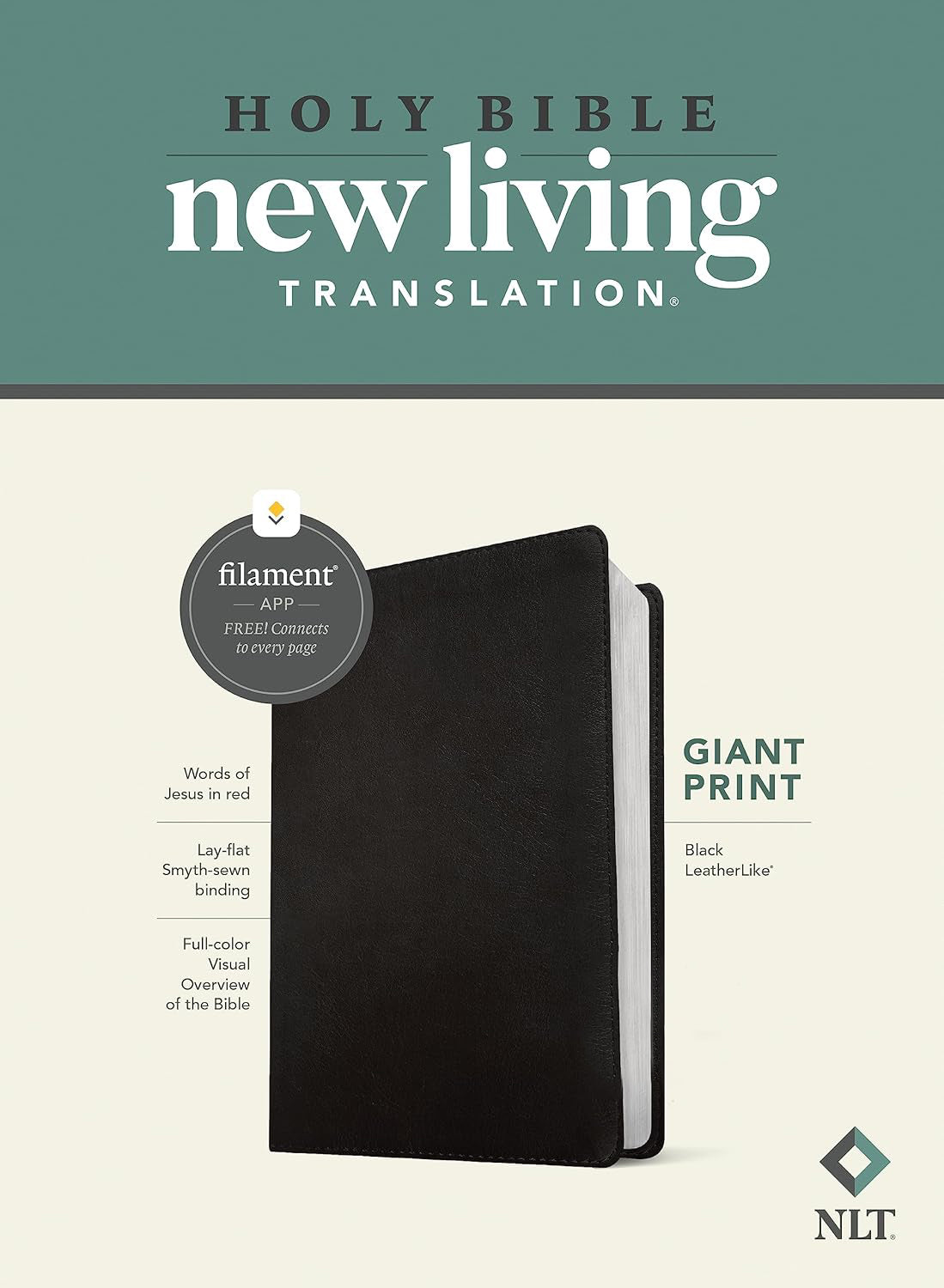 NLT Giant Print Bible, Filament-Enabled Edition (LeatherLike, Black, Red Letter)