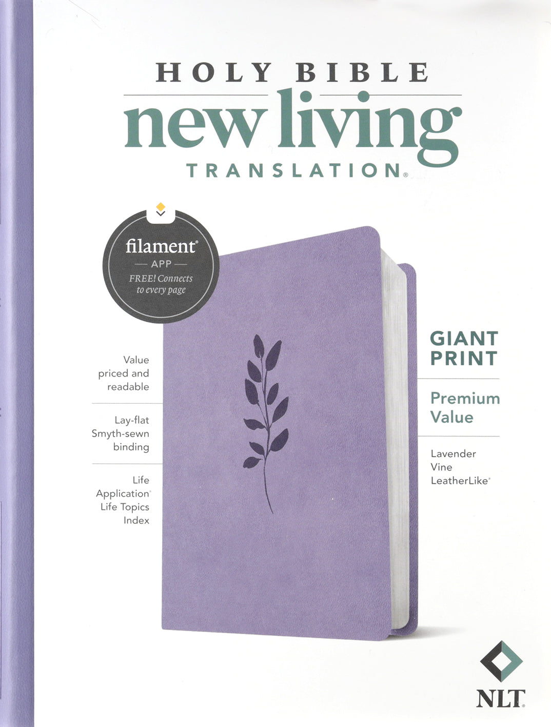 NLT Giant Print Premium Value Bible, Filament-Enabled Edition, Lavender Vine