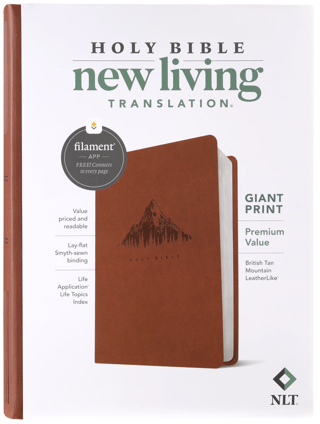 NLT Giant Print Premium Value Bible, Filament-Enabled Edition, British Tan Mountain
