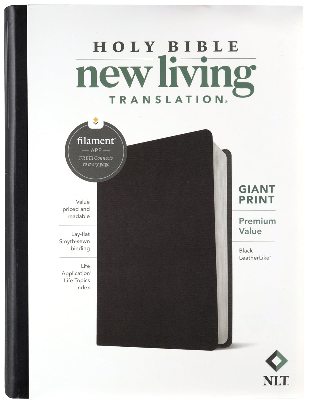 NLT Giant Print Premium Value Bible, Filament-Enabled, Black (Black Letter Edition)