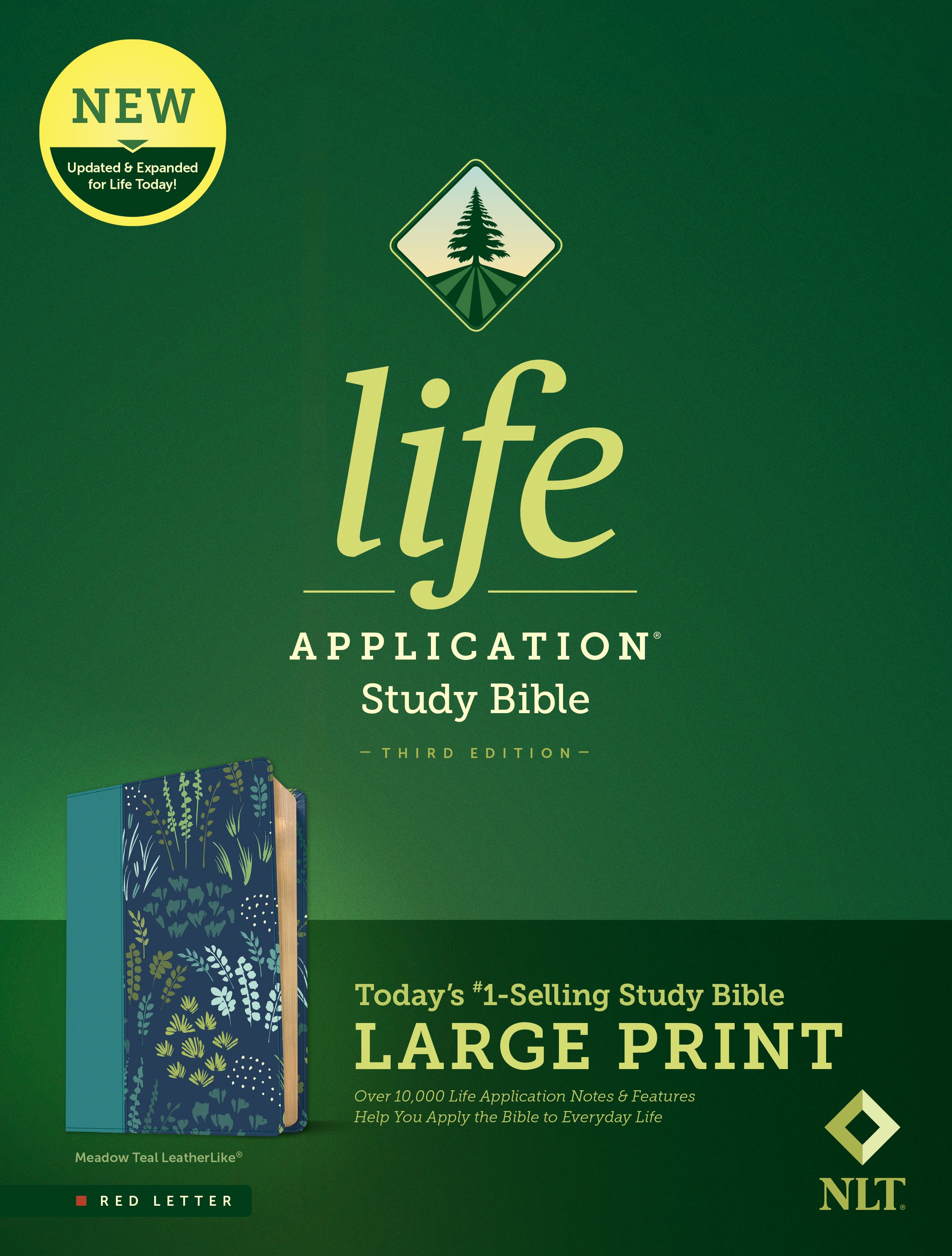NLT Life Application Study Bible Third Edition Large Print (Meadow Teal, Red Letter)