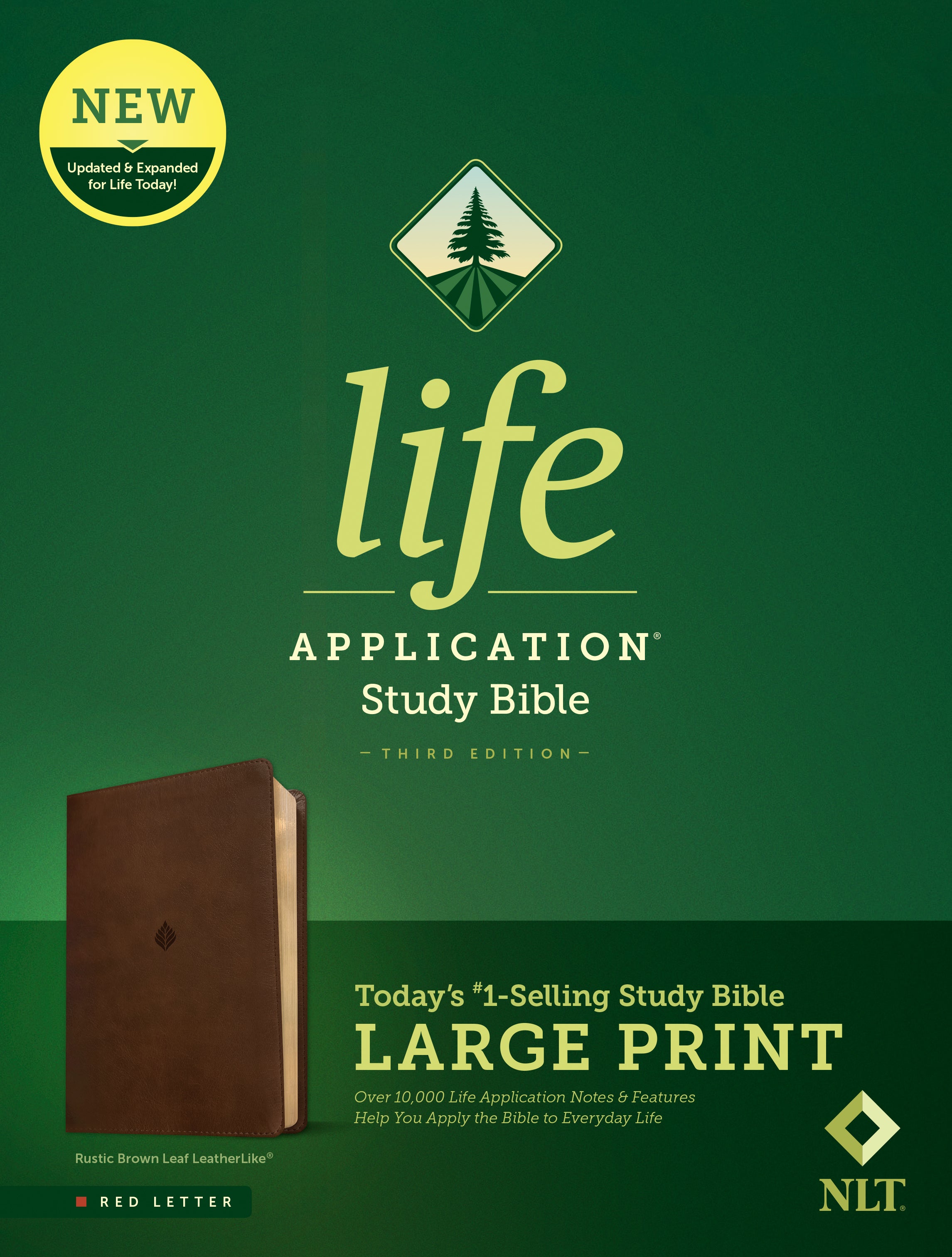 NLT Life Application Study Bible, Third Edition, Large Print (Rustic Brown Leaf, Red Letter)