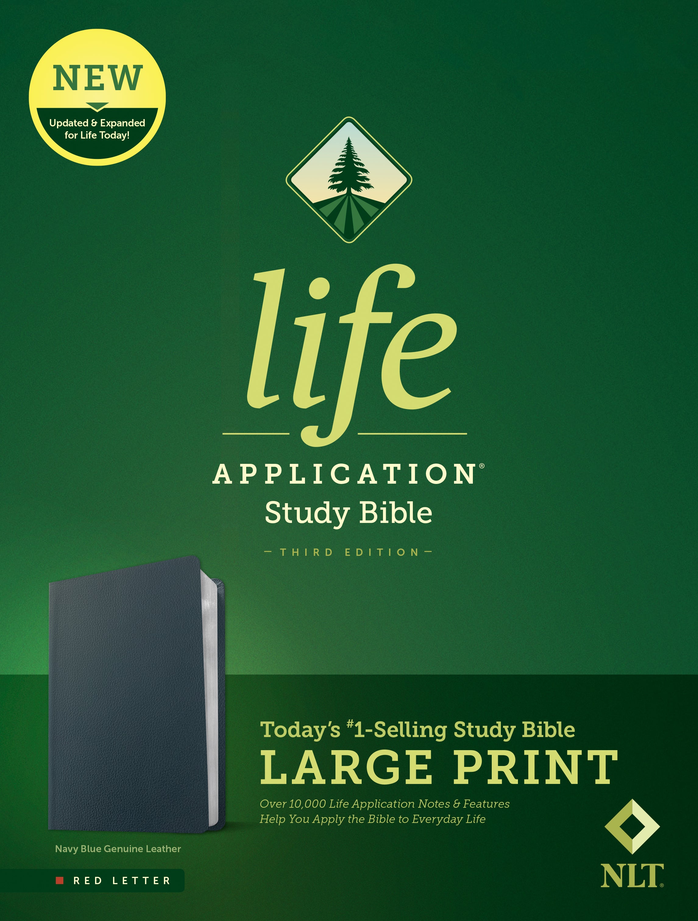 NLT Life Application Study Bible Third Edition Large Print (Navy Blue, Red Letter)