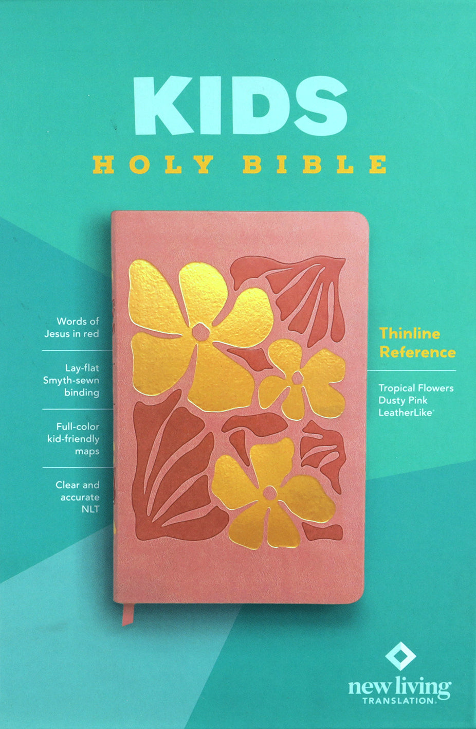 NLT Kids Bible, Thinline Reference Edition, Tropical Flowers Dusty Pink (Red Letter Edition)