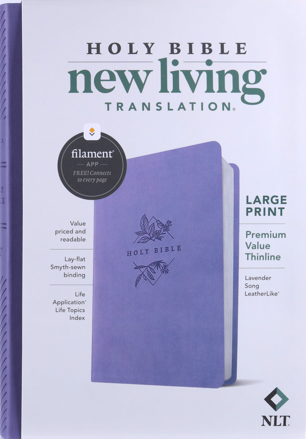 NLT Large Print Premium Value Thinline Bible, Filament-Enabled Edition, Lavender Song