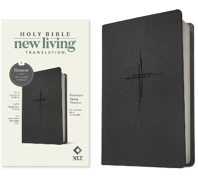 NLT Premium Value Thinline Bible, Filament-Enabled Edition, Trinity Cross Black