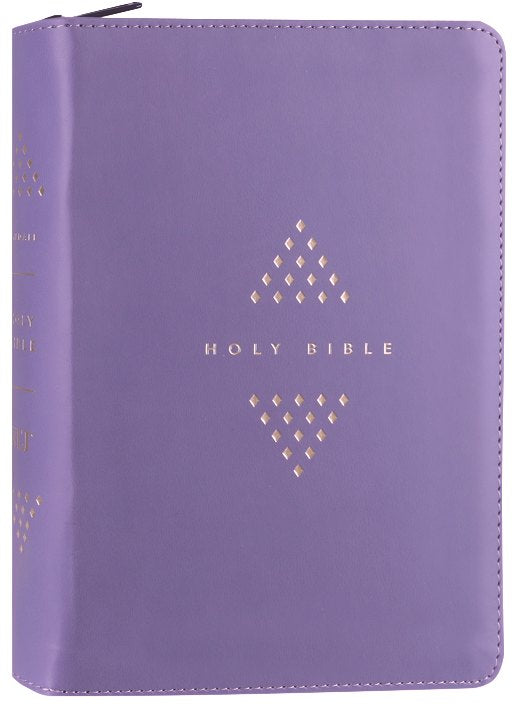 NLT Compact Giant Print Zipper Bible Filament Enabled Diamond Lavender (Red Letter Edition)