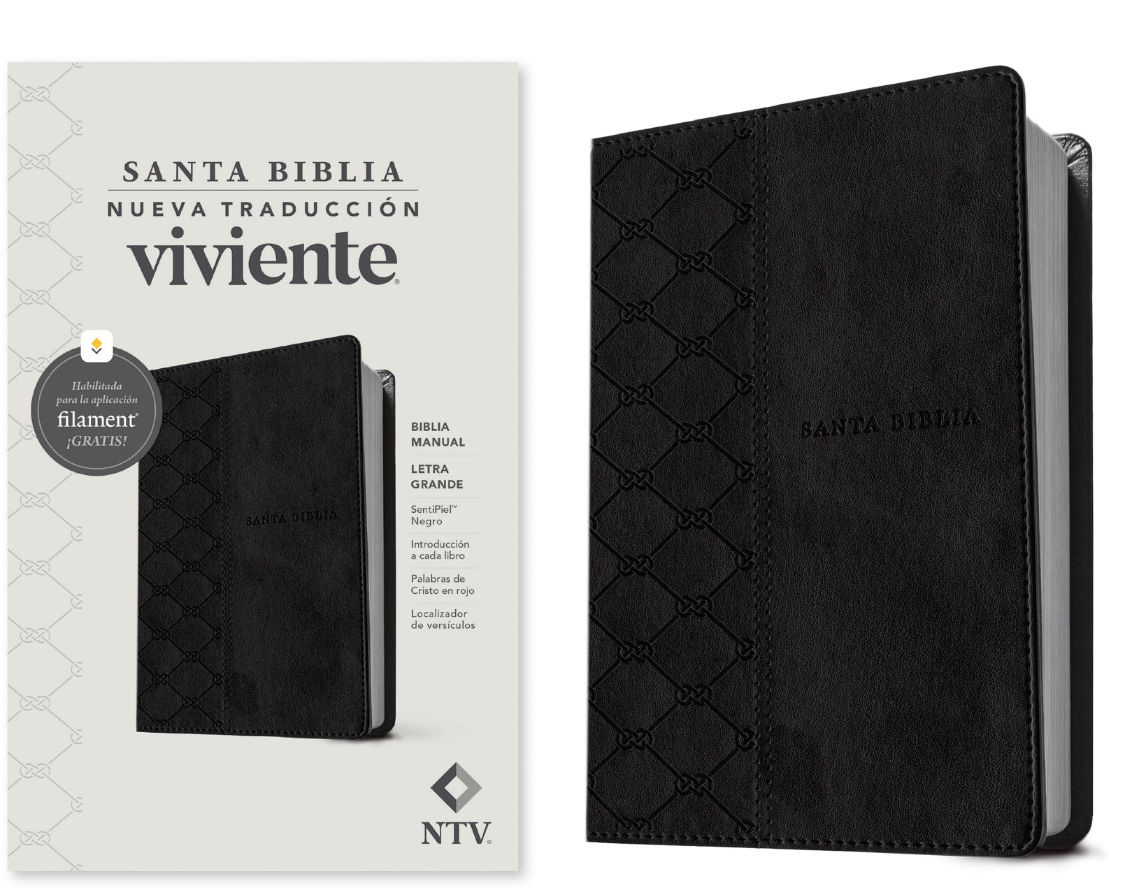 NTV Biblia manual letra grande con Filament Negro (Letra Roja) (NTV Large Print Bible with Filament Black, Red Letter, Spanish Edition)