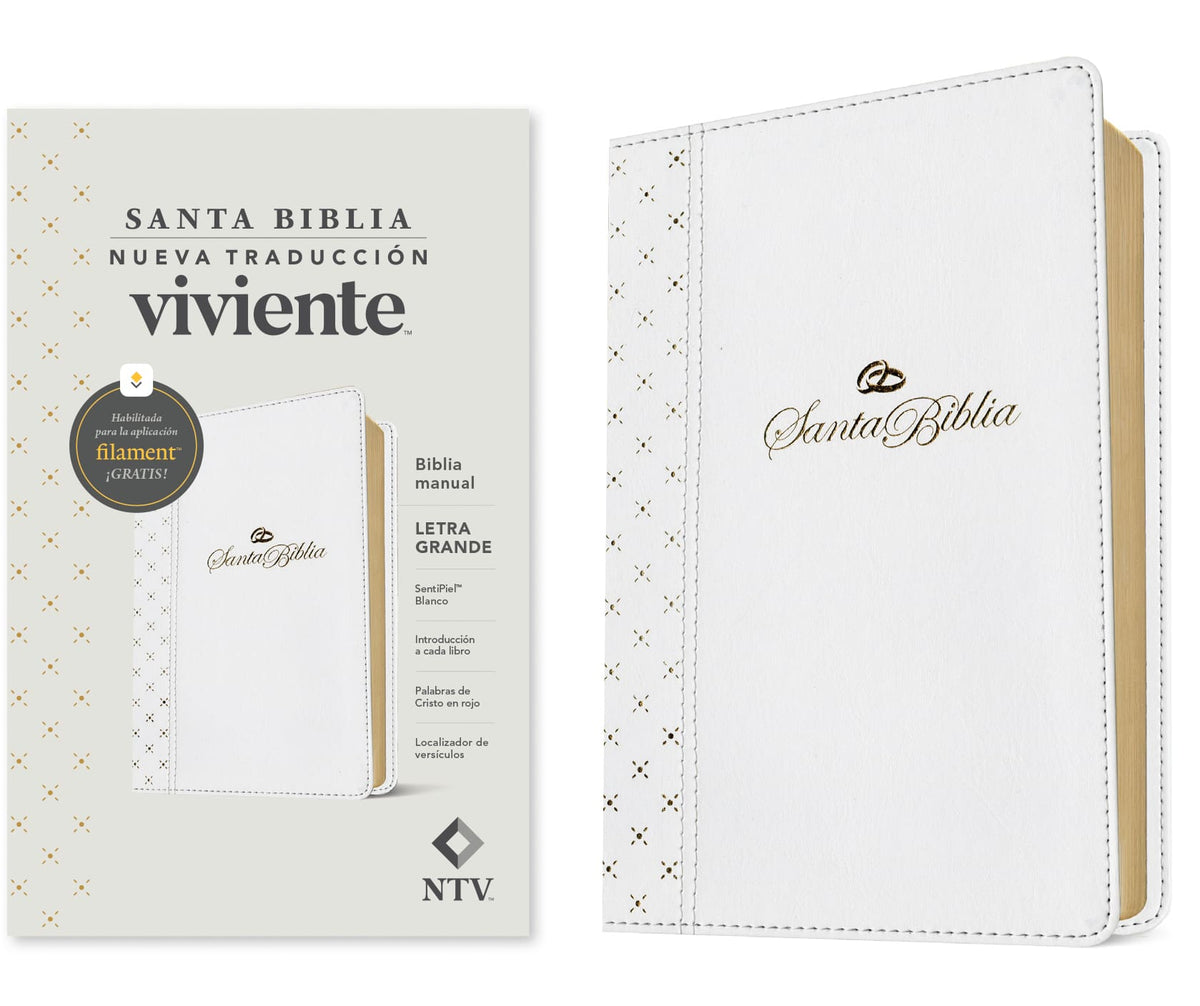NTV Biblia manual letra grande con Filament Blanco (Letra Roja) (NTV manual Bible, large print with Filament White, Red Letter, Spanish Edition)