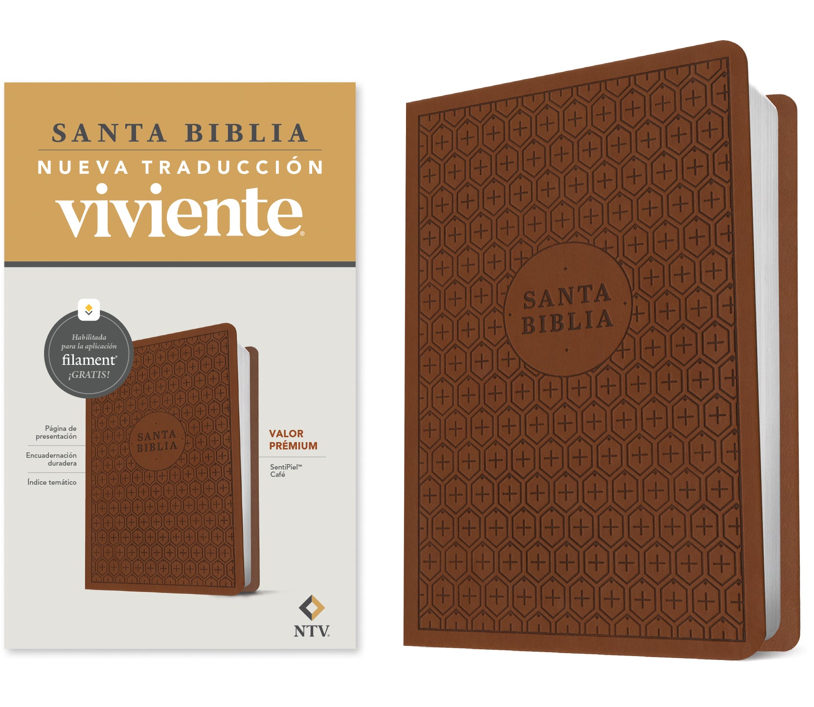 NTV Biblia valor prémium con Filament Café (NTV Premium Value Bible with Filament Brown, Spanish)
