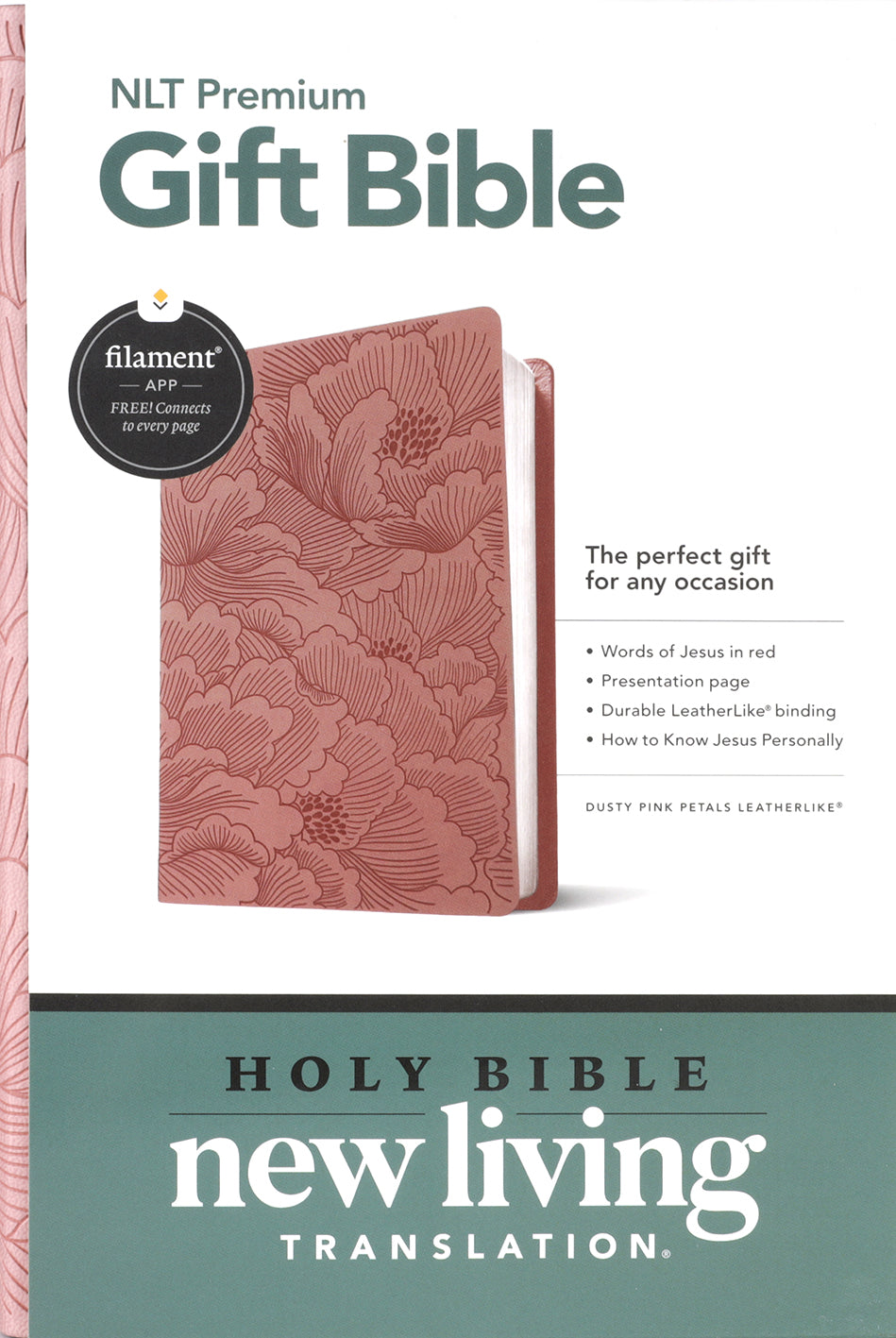 NLT Premium Gift Bible Filament Enabled Dusty Pink Petals (Red Letter Edition)