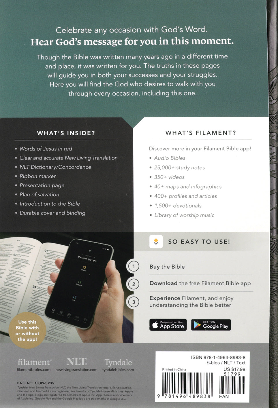 NLT Premium Gift Bible Filament Enabled, Starlight Path Brown (Red Letter Edition)