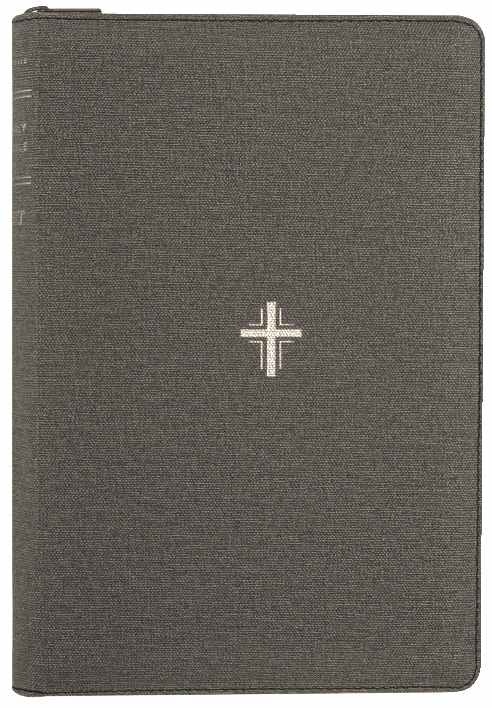 NLT Thinline Reference Zipper Bible Filament Enabled Textured Cross Gray (Red Letter Edition)