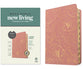 NLT Large Print Thinline Center-Column Reference Bible Pink Gold Floral Indexed (Red Letter Edition)