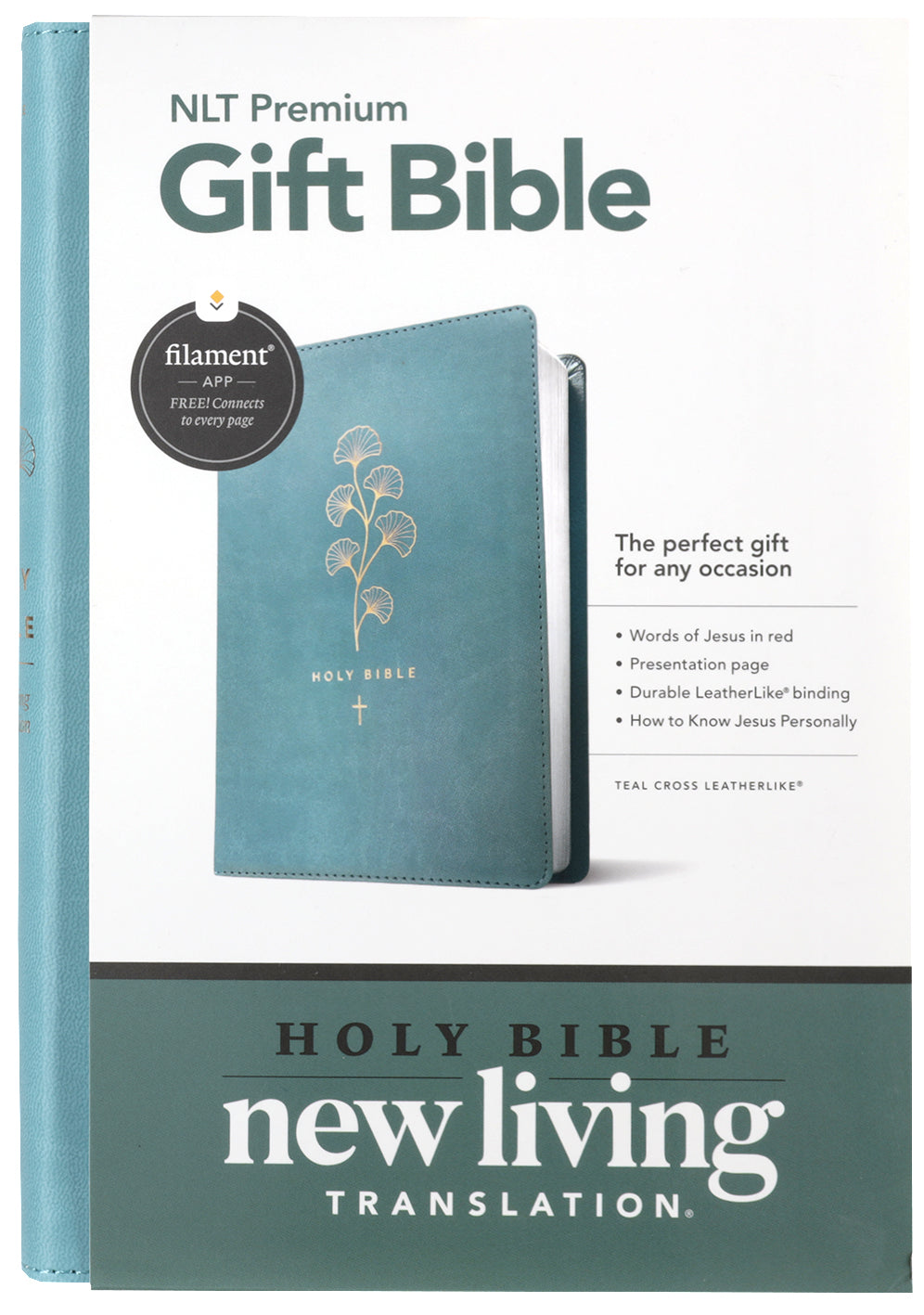 NLT Premium Gift Bible, Filament Enabled, Teal Cross (Red Letter Edition)
