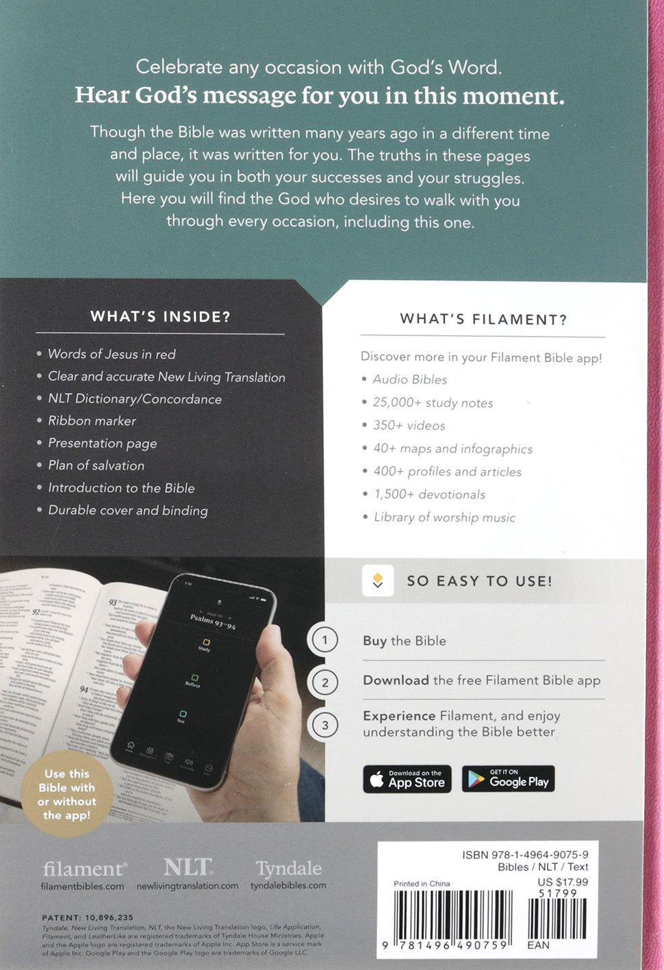 NLT Premium Gift Bible Very Berry Pink Vines (Red Letter Edition)
