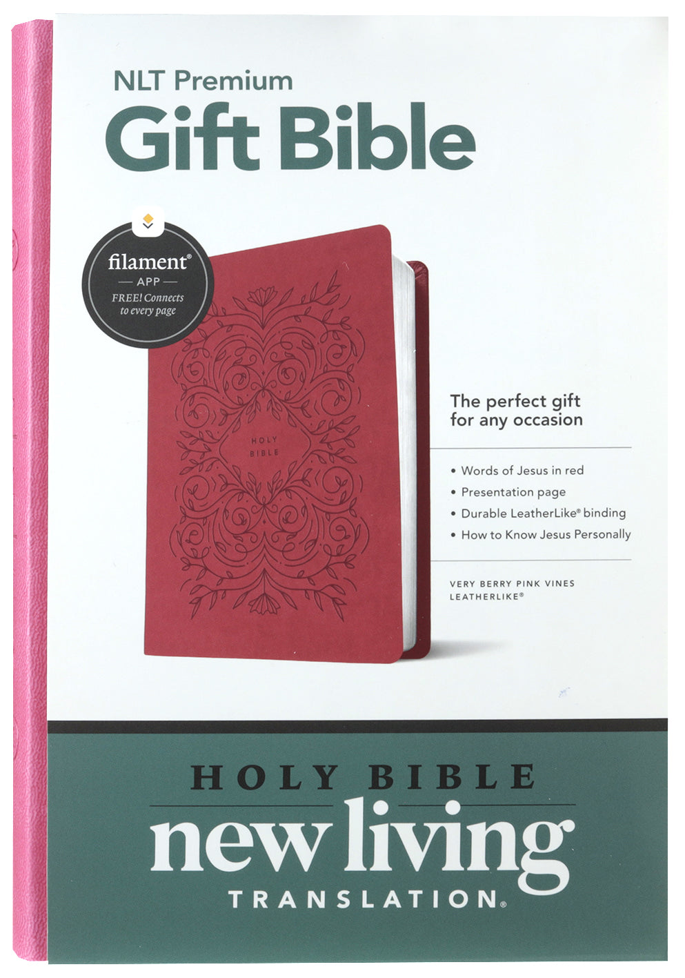 NLT Premium Gift Bible Very Berry Pink Vines (Red Letter Edition)
