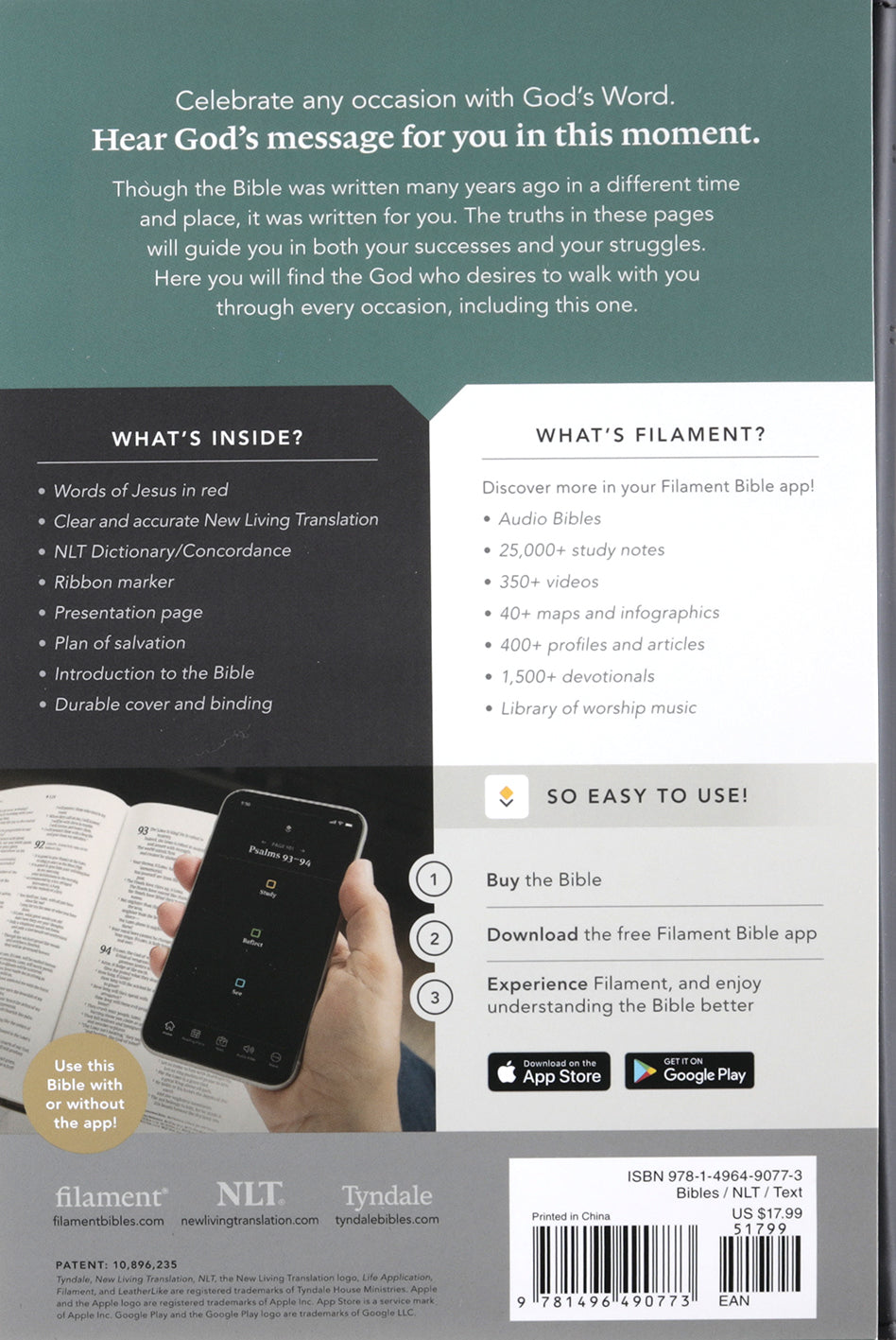 NLT Premium Gift Bible Classic Black (Red Letter Edition)