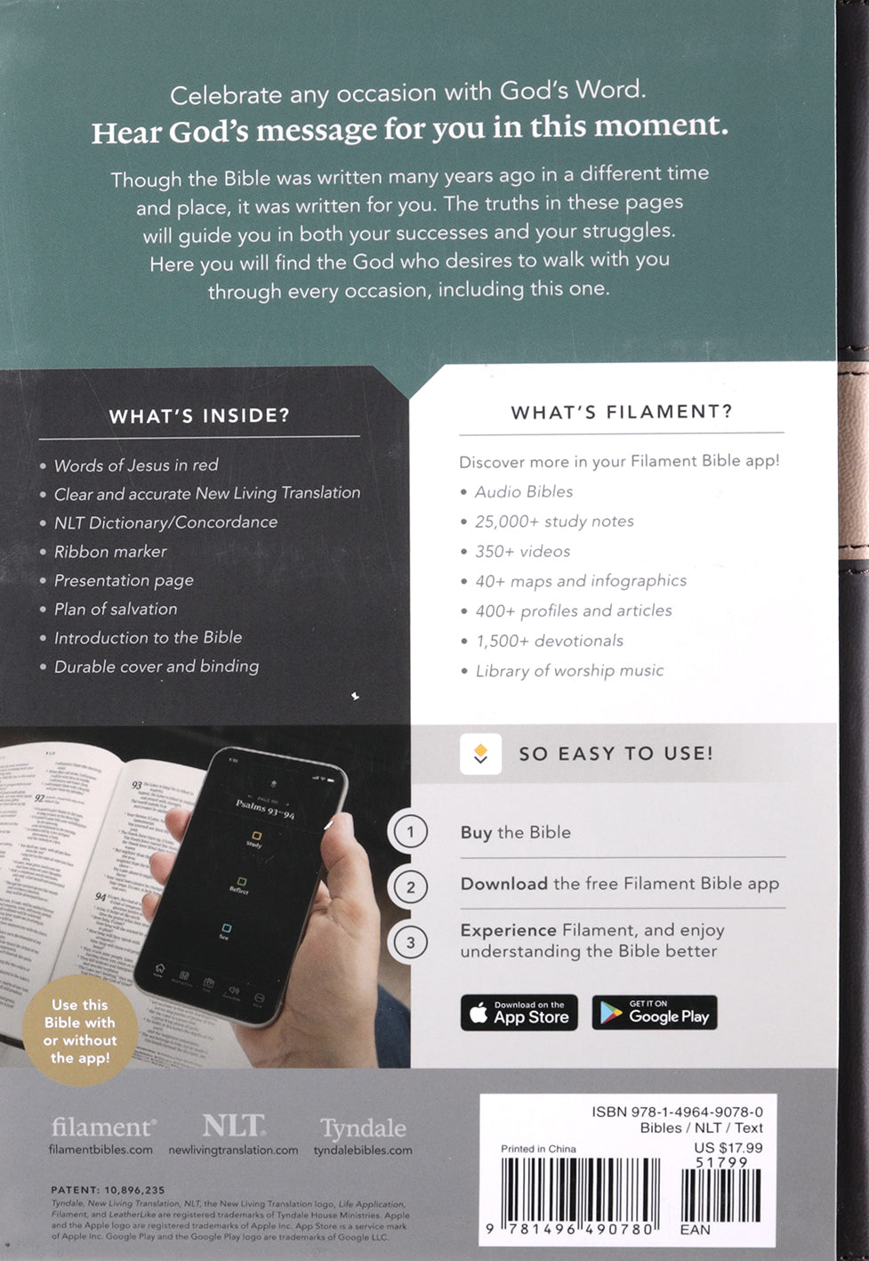 NLT Premium Gift Bible Dark Brown/Tan (Red Letter Edition)