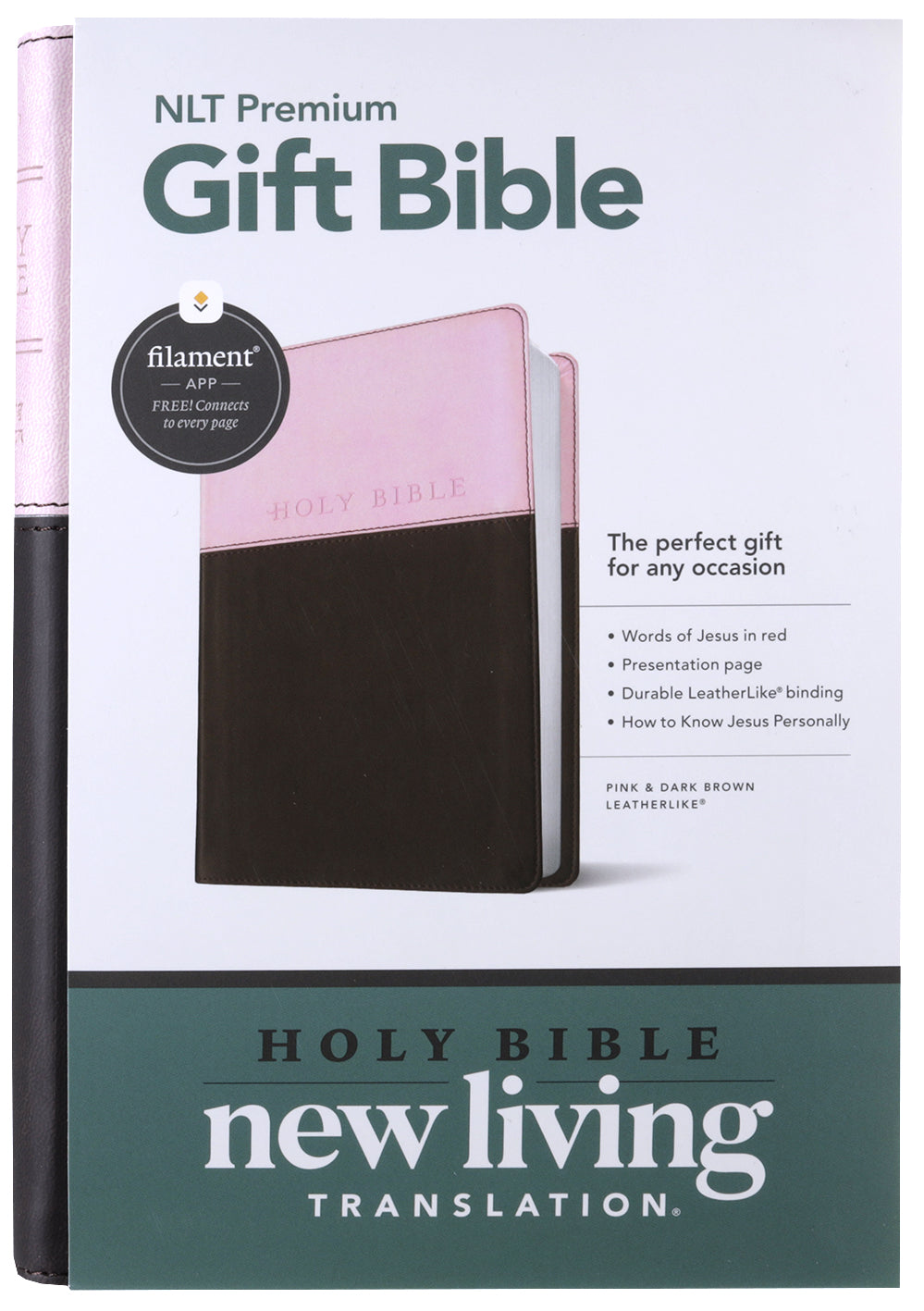 NLT Premium Gift Bible Pink/Dark Brown (Red Letter Edition)