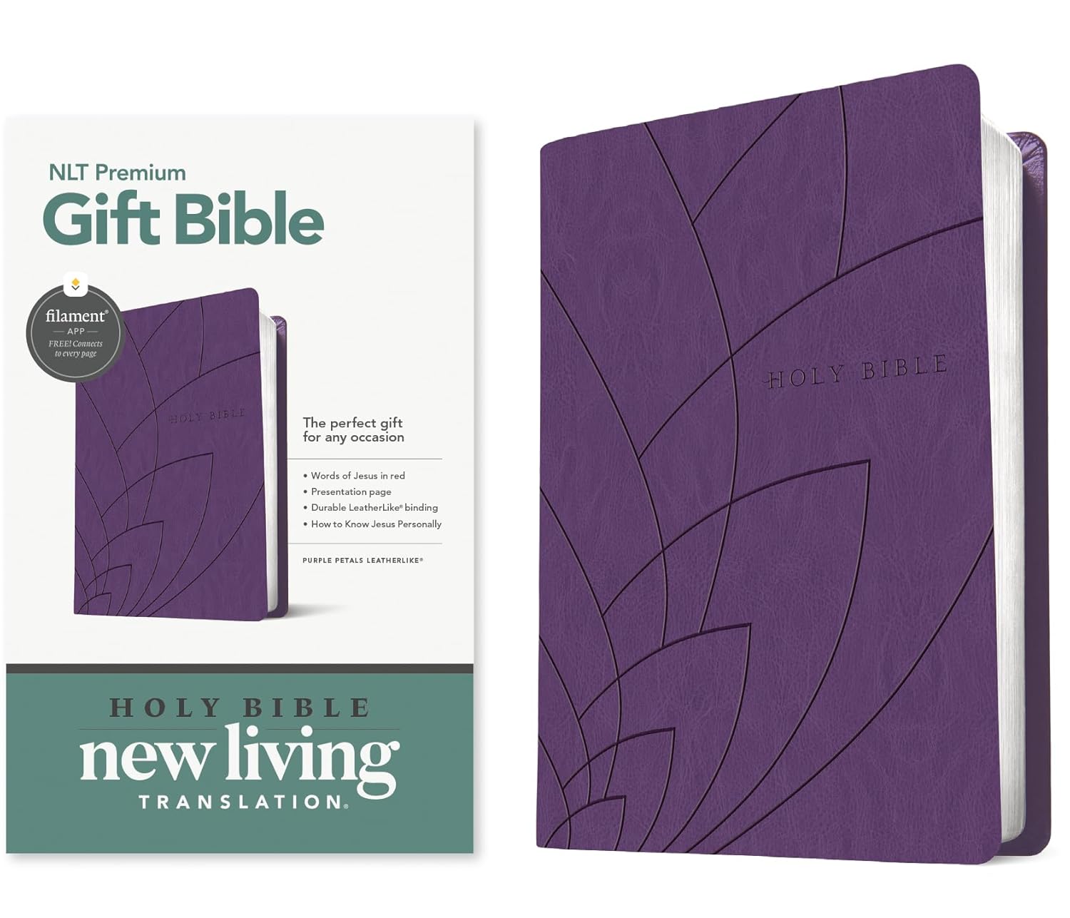 NLT Premium Gift Bible Filament Enabled Purple Petals (Red Letter Edition)