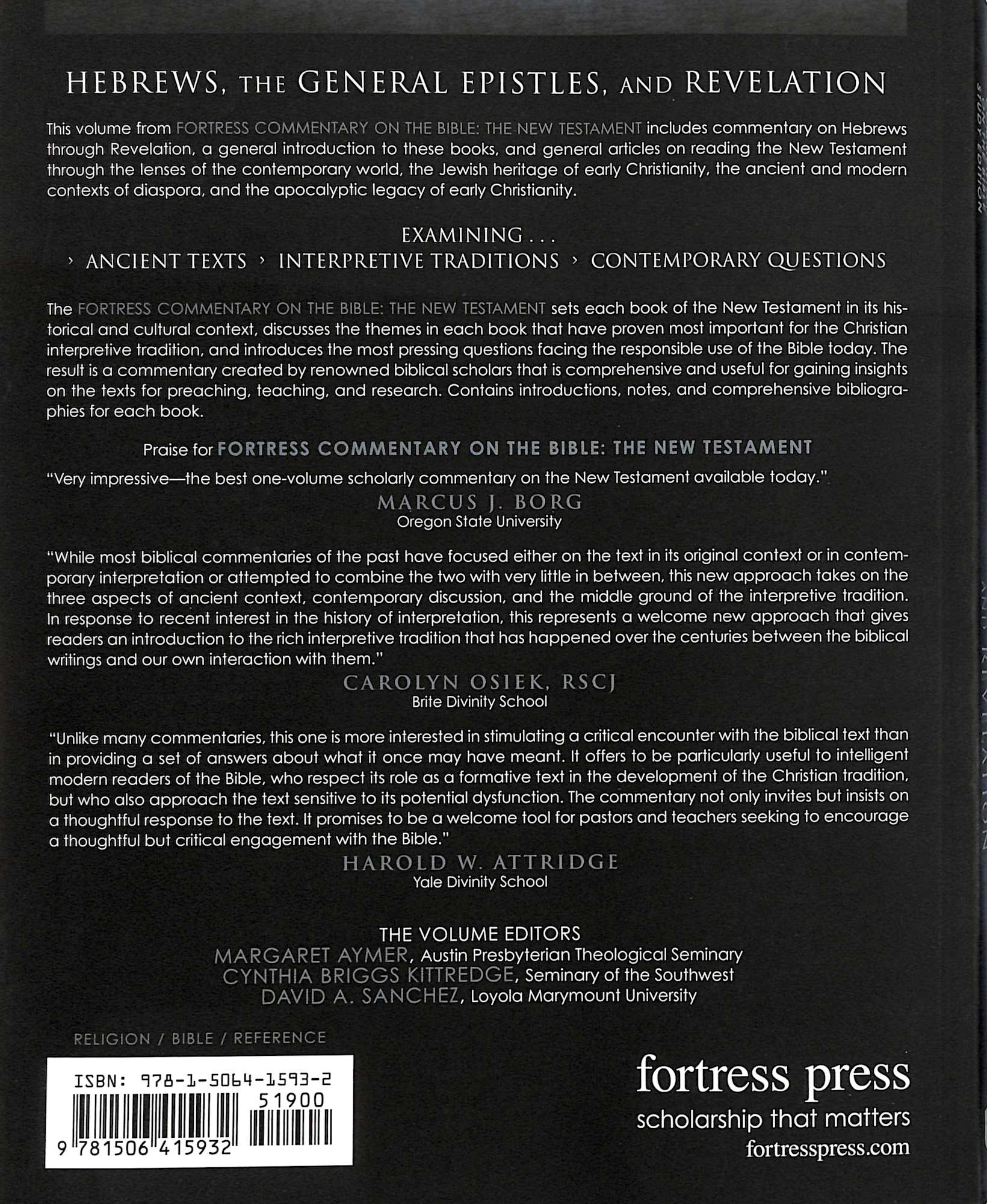 Hebrews, the General Epistles, and Revelations (Fortress Commentary On The Bible Series)