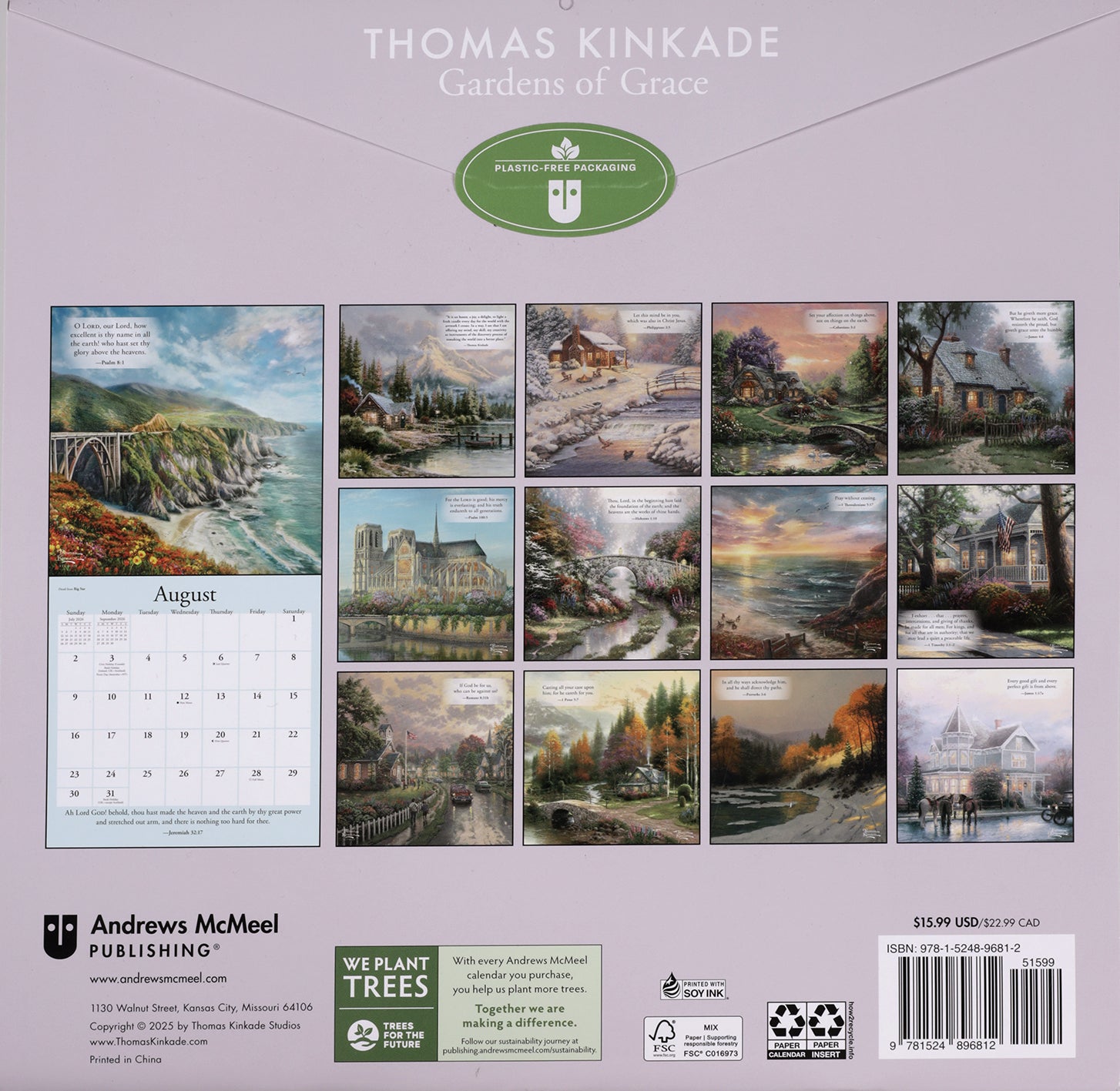 2026 Thomas Kinkade Wall Calendar: Gardens of Grace with Scripture