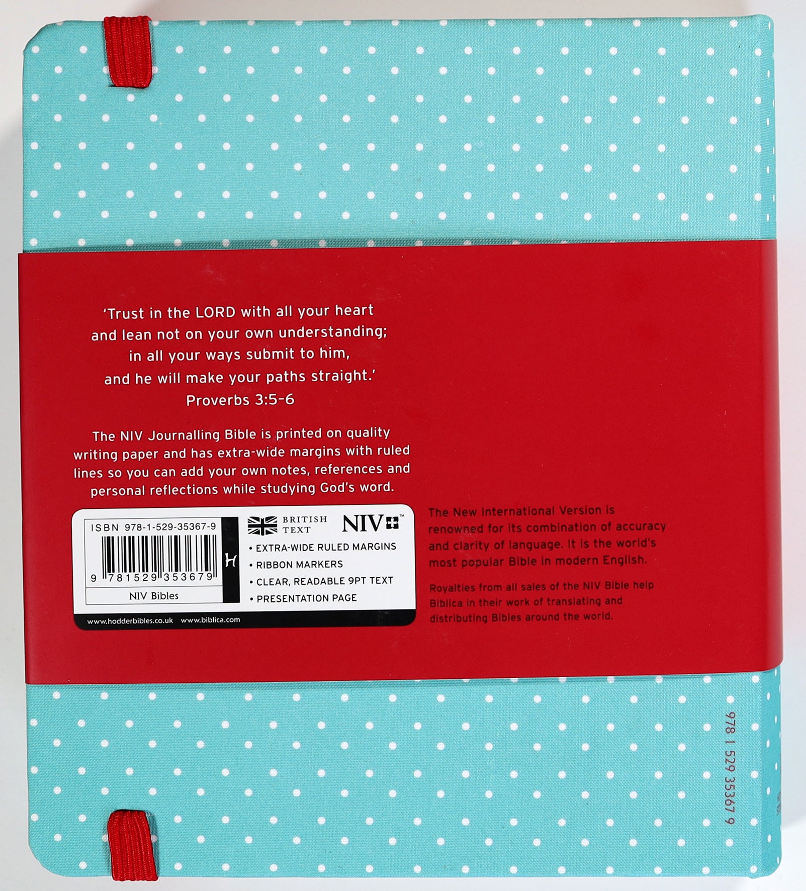 NIV Journalling Bible Mint Polka Dot With Elastic Band British Edition