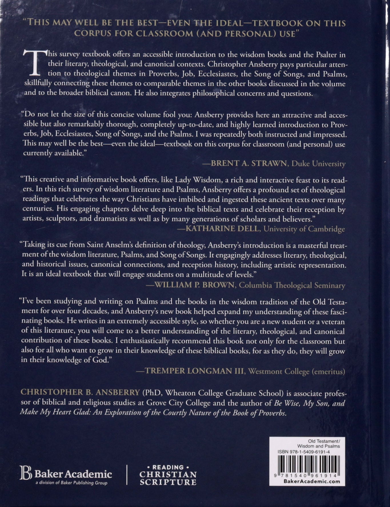 Reading Wisdom and Psalms as Christian Scripture: A Literary, Canonical, and Theological Introduction (Reading Christian Scripture Series)