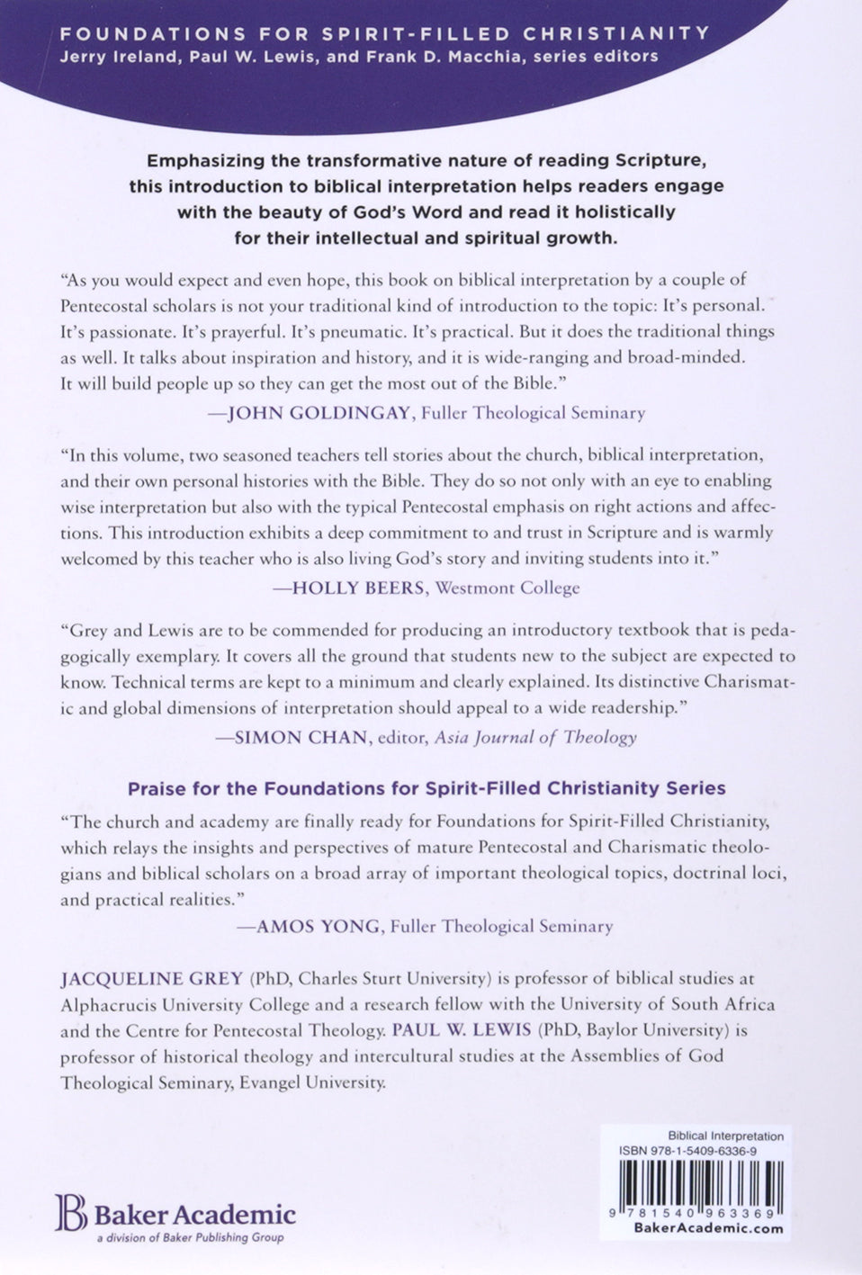 Introduction to Biblical Interpretation: Participating in God's Story of Redemption  (Foundations for Spirit-filled Christianity Series)
