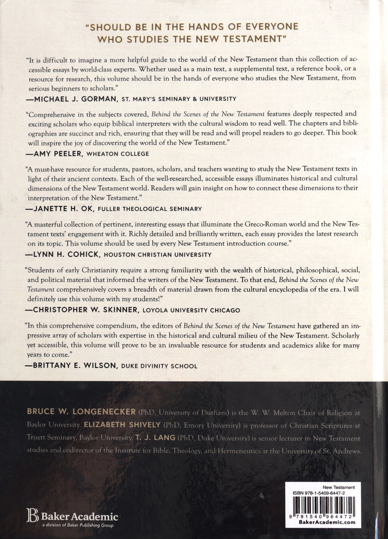 Behind the Scenes of the New Testament: Cultural, Social, and Historical Contexts