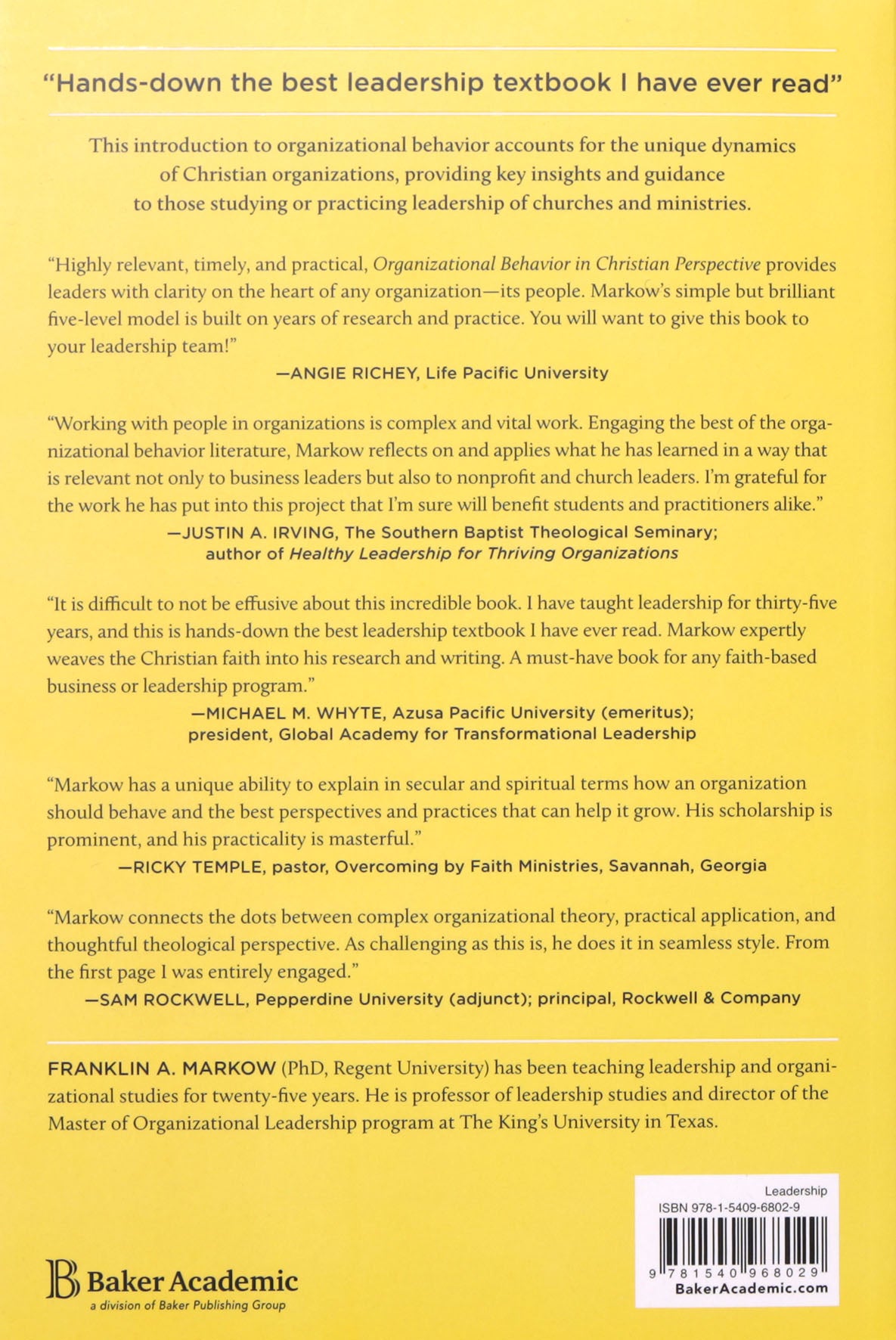 Organizational Behavior in Christian Perspective: Theory and Practice for Church and Ministry Leaders