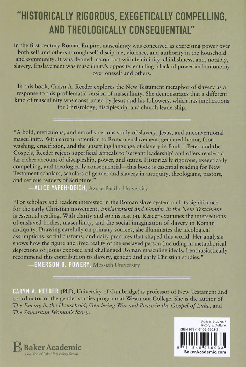 Enslavement and Gender in the New Testament: Jesus, Slavery and Unconventional Masculinity