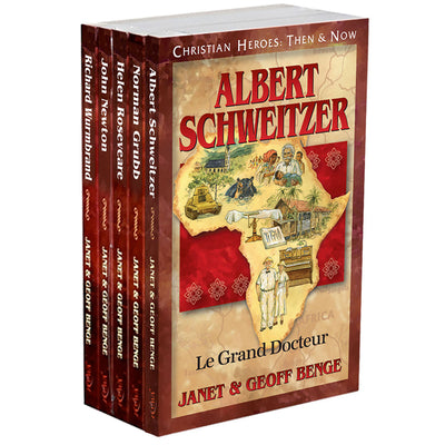 Christian Heroes 5 Book Set Richard Wurmbrand, John Newton, Helen Roseveare, Norman Grubb, Albert Schweitzer (46-50) (Christian Heroes Then & Now Series)