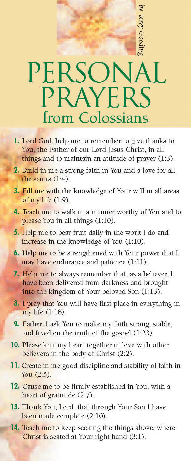 Personal Prayers From Colossians (50 Pack)