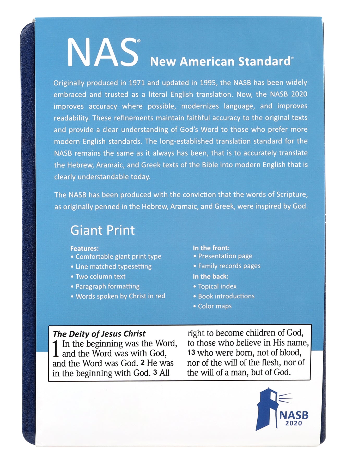 NASB 2020 Giant Print Bible Blue Indexed