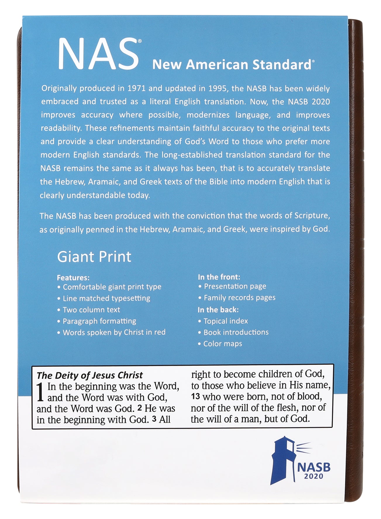 NASB 2020 Giant Print Bible Brown Indexed