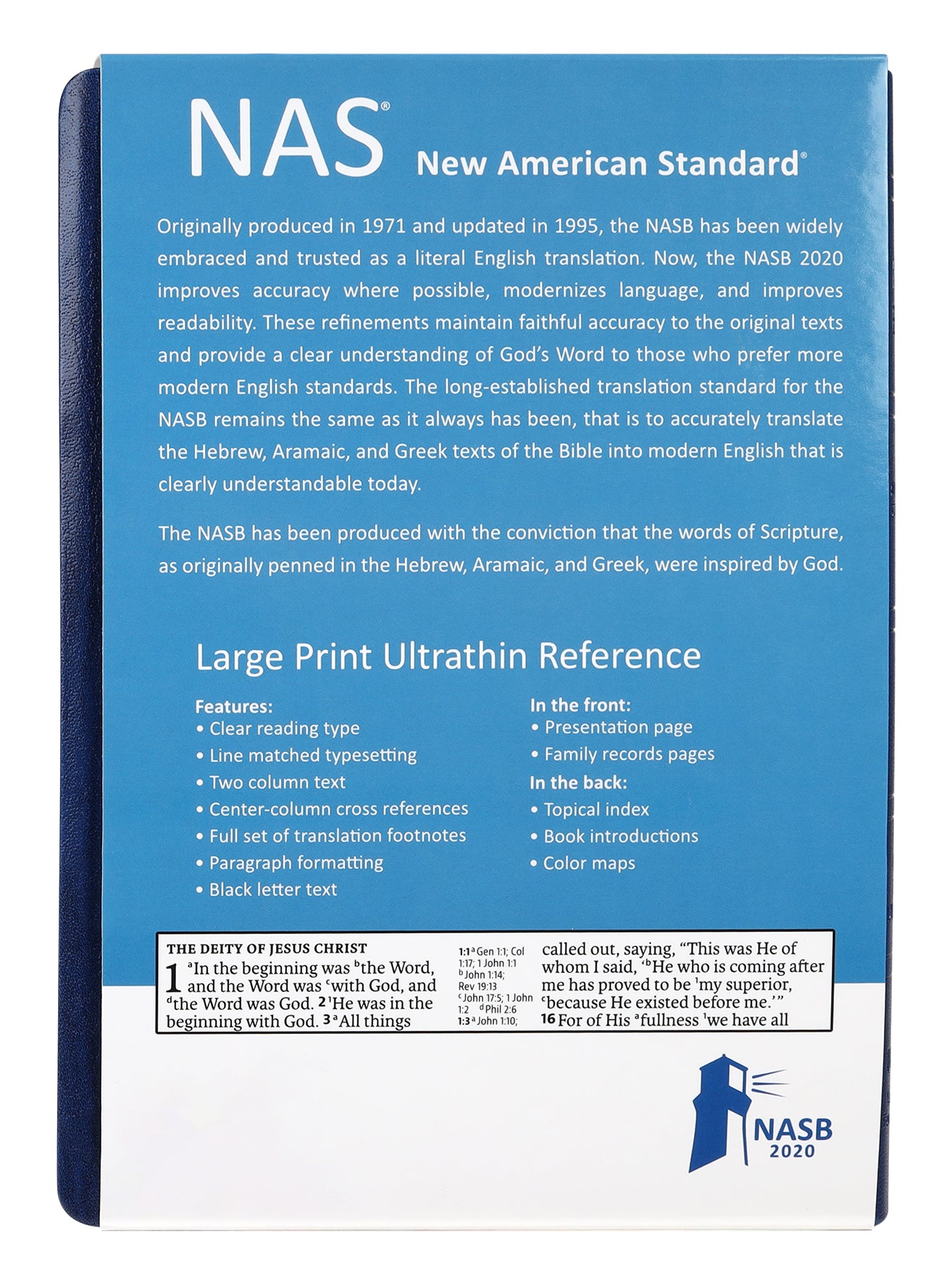 NASB 2020 Large Print Ultrathin Reference Bible Blue