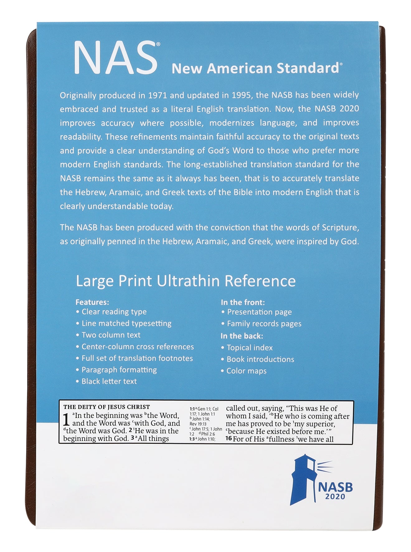 NASB 2020 Large Print Ultrathin Reference Bible Brown