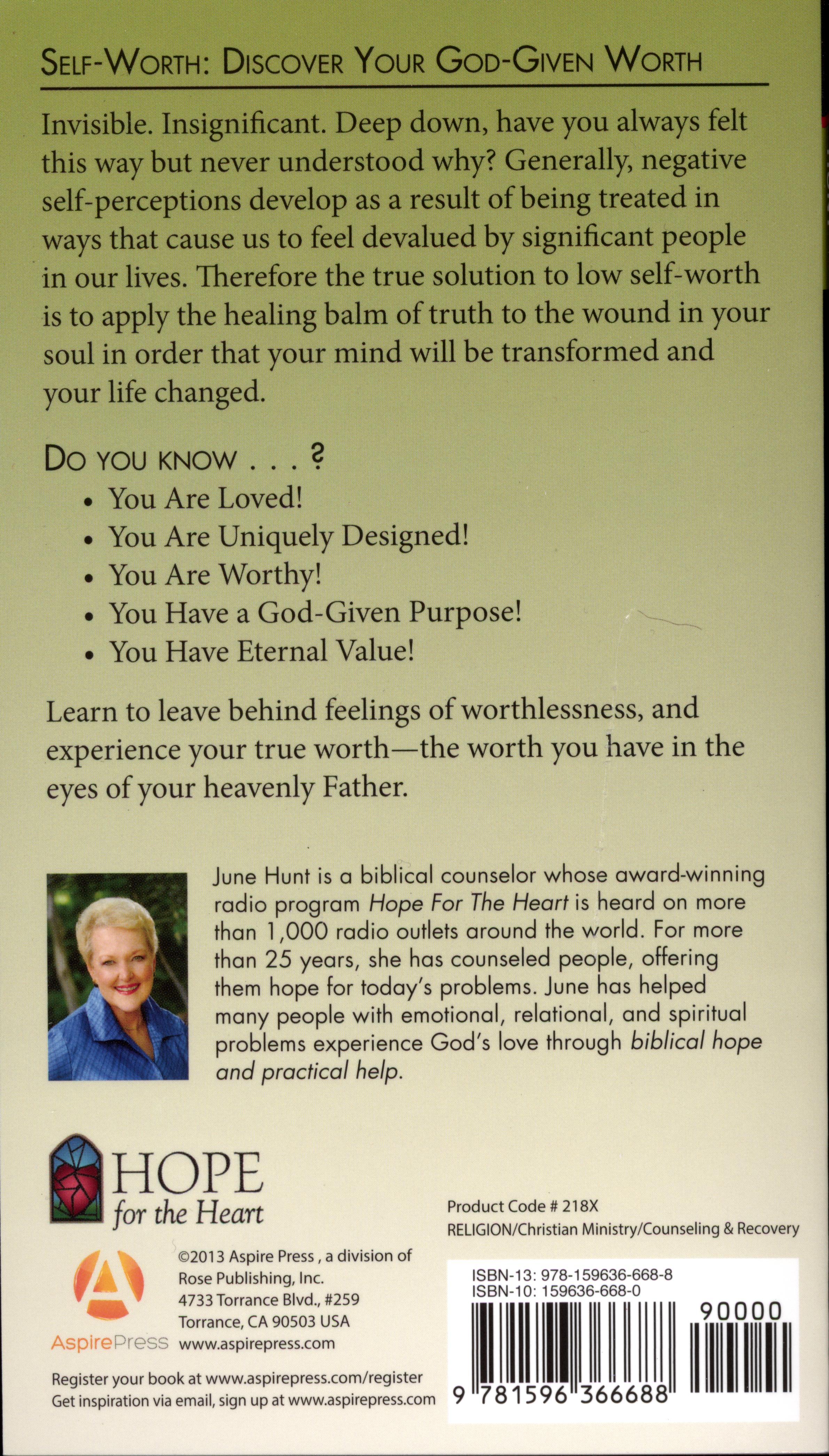Self-Worth (Hope For The Heart Series)