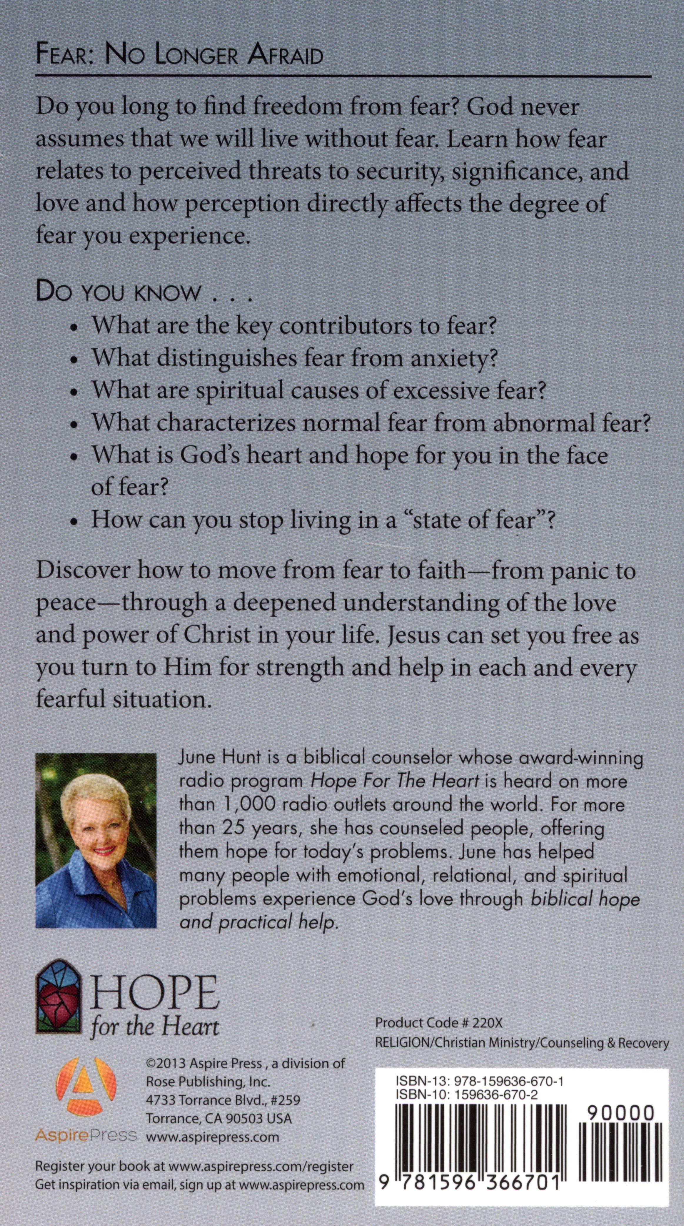 Fear - No Longer Afraid (Hope For The Heart Series)