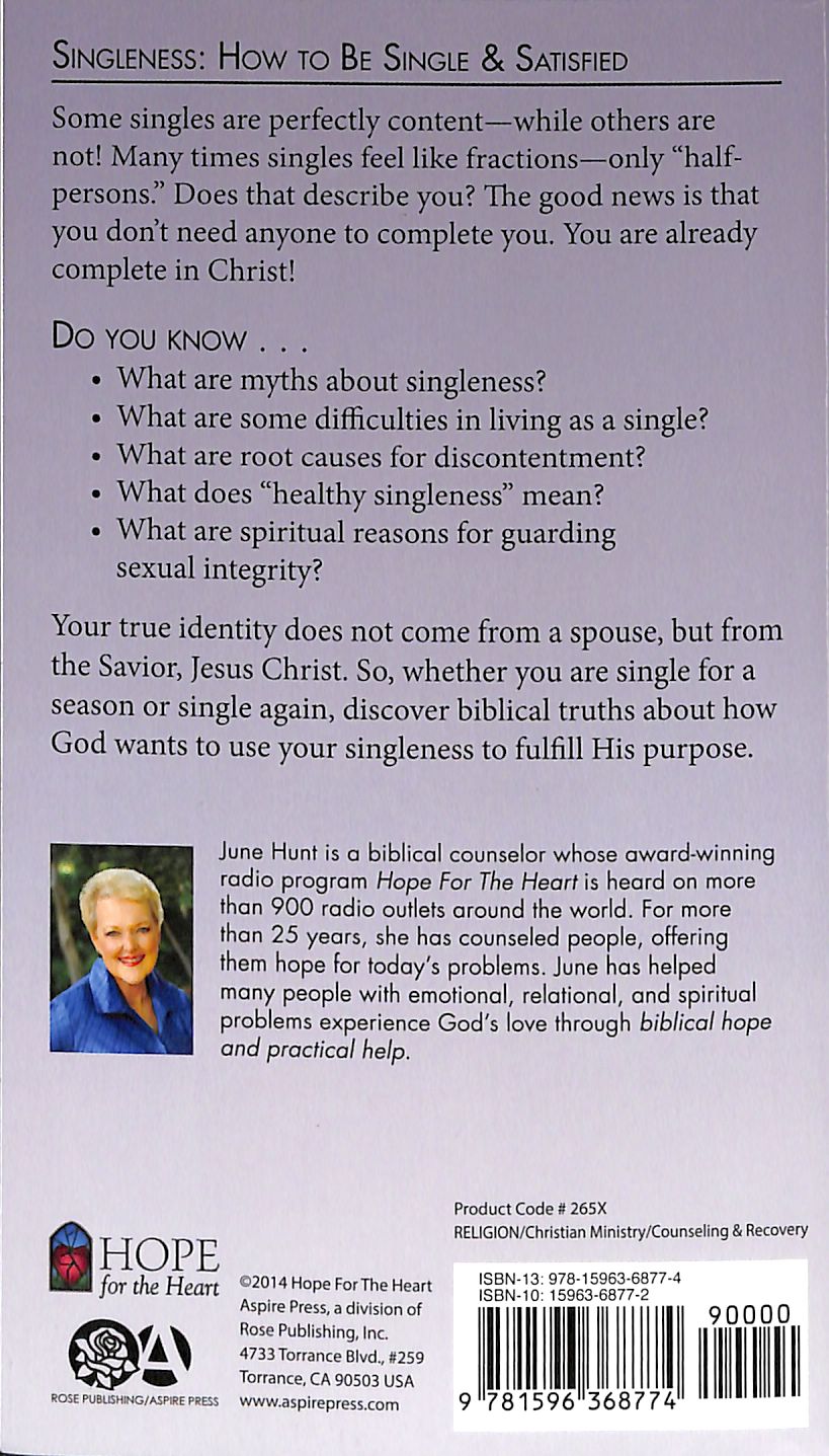 Singleness (Hope For The Heart Series)